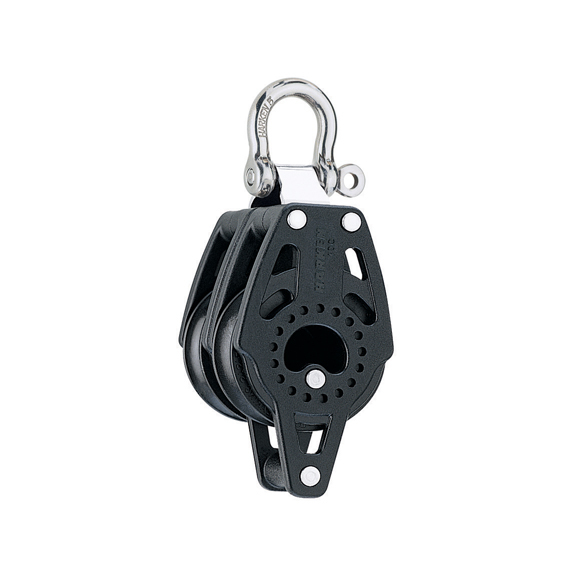 Harken bozzello Carbo 40 mm - doppio con grillo, girevole a 90° e arricavo