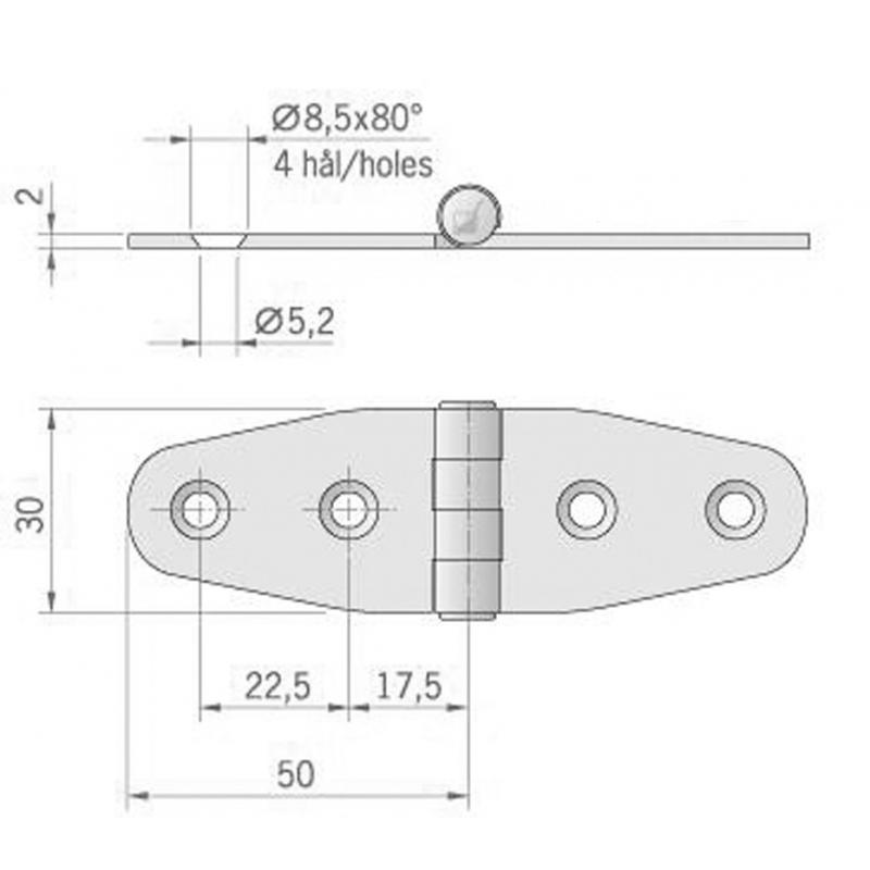 Roca Ab. Cerniera inox mm.100x27
