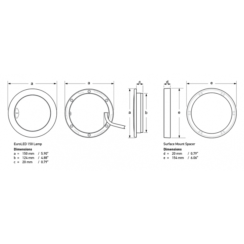 Hella Marine Euroled 150 plastica luce calda/ros