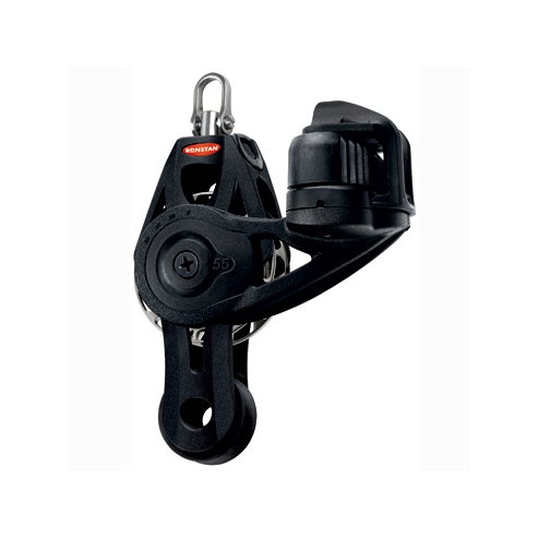 Ronstan bozzello Orbit serie 55 RT - bozzello a violino con grillo girevole, arricavo e strozzatore, automatico e manuale