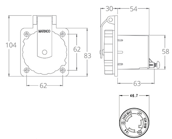 Marinco Spina Inox 16 Amp.