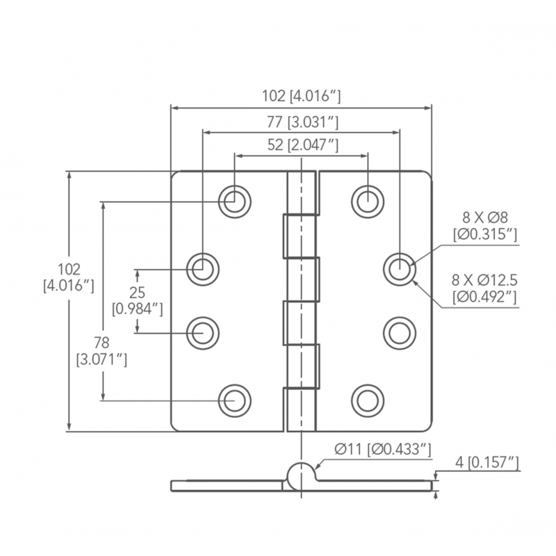 Marine Town Cerniera inox mm 102x102