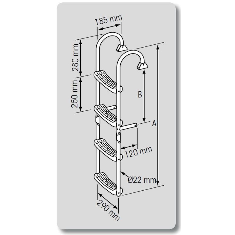 Plastimo Scaletta pieghevole in acciaio inox, 4 Gradini