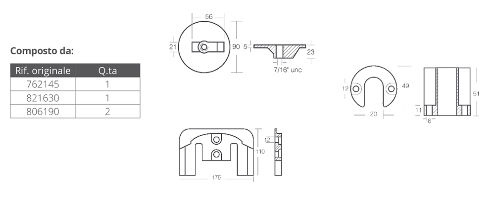 Tecnoseal Kit Allum. Mercruiser Bravo Ii-Iii