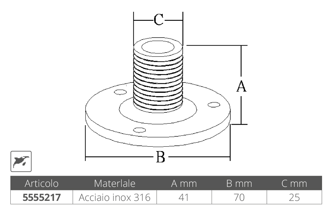 Marine Town Base Antenna Inox 316 Fissa