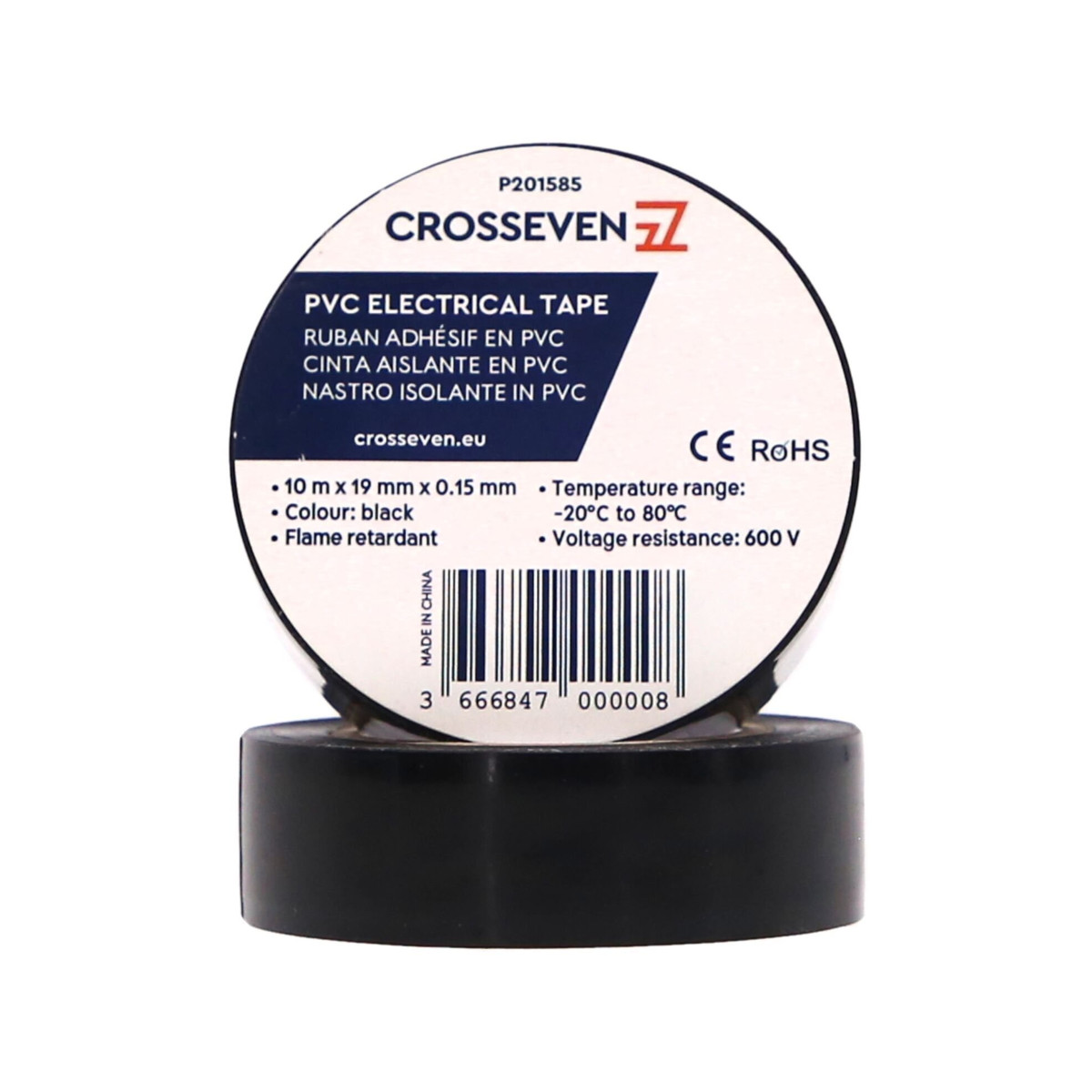 Crosseven Nastro isolante in PVC fino a 600 V – nero, 5 pezzi