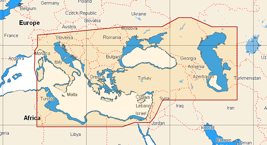 C-Map Mediterraneo Est,Mar Caspio,Mar Ner
