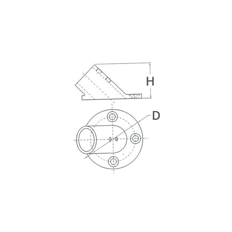 Base inox tonda 60° ø mm.22