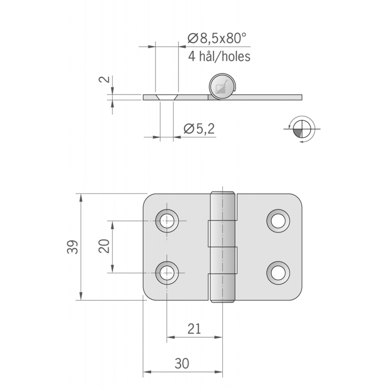 Roca Ab. Cerniera inox mm.60x39