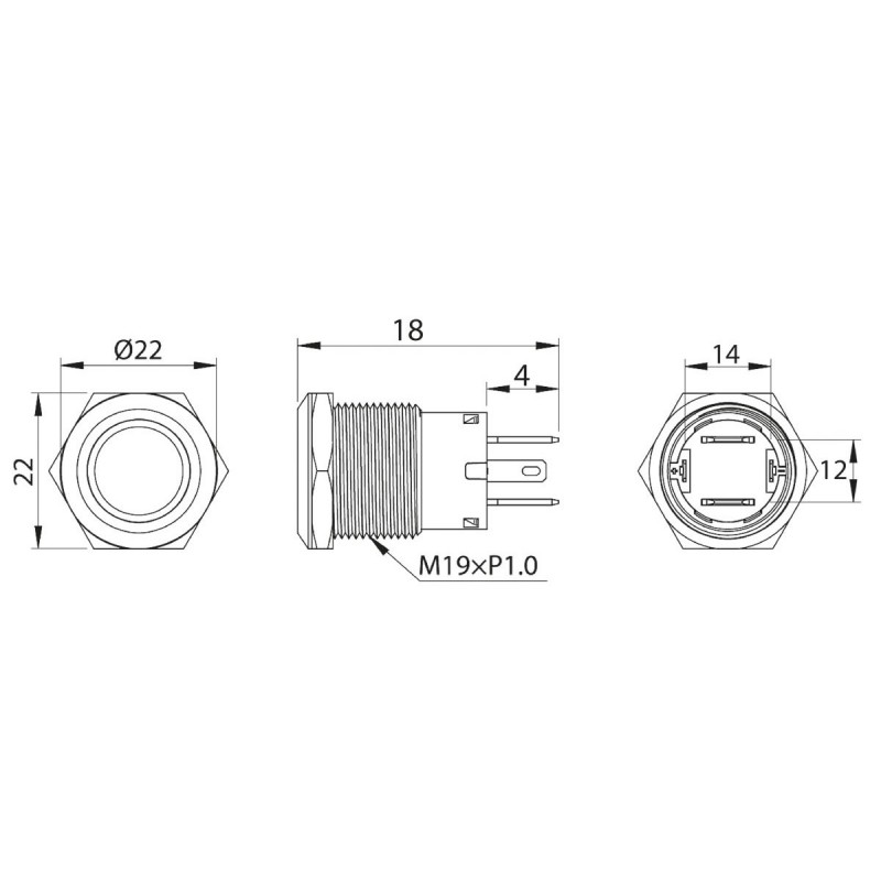 Interruttore a led blu on-off