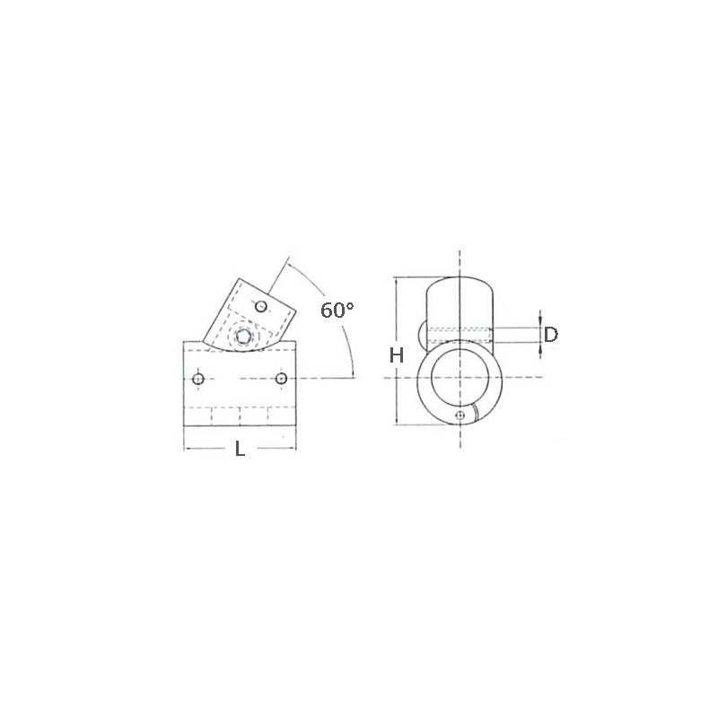 Tee inox apribile 60° ø mm.25