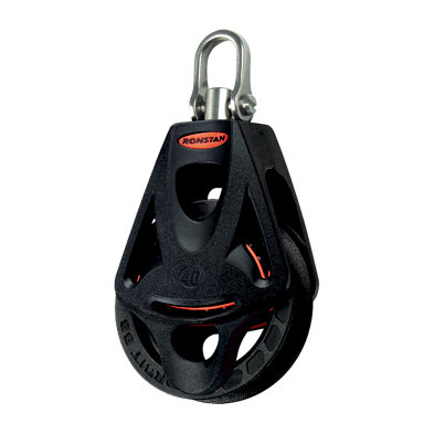 Ronstan bozzello Orbit serie 40 BB - singolo con grillo girevole e arricavo