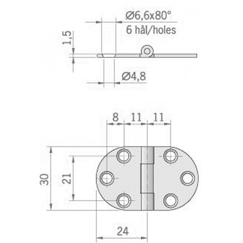Roca Ab. Cerniera inox mm.47x30