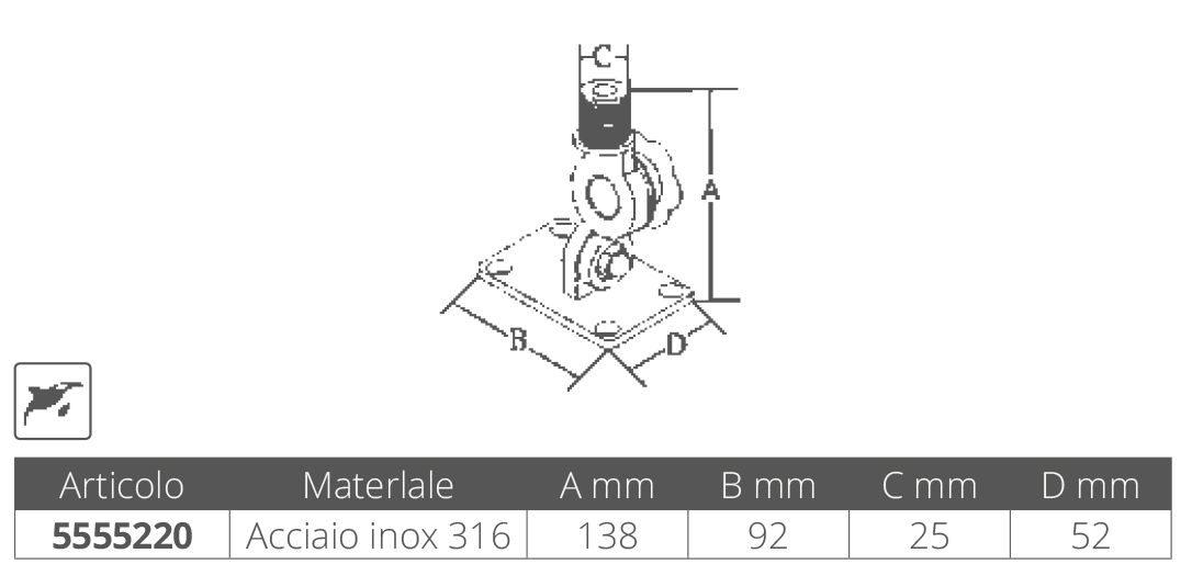 Marine Town Base Antenna Inox 316 Doppio Snodo