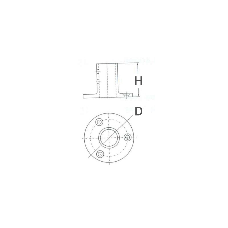 Base inox tonda 90° ø mm.22