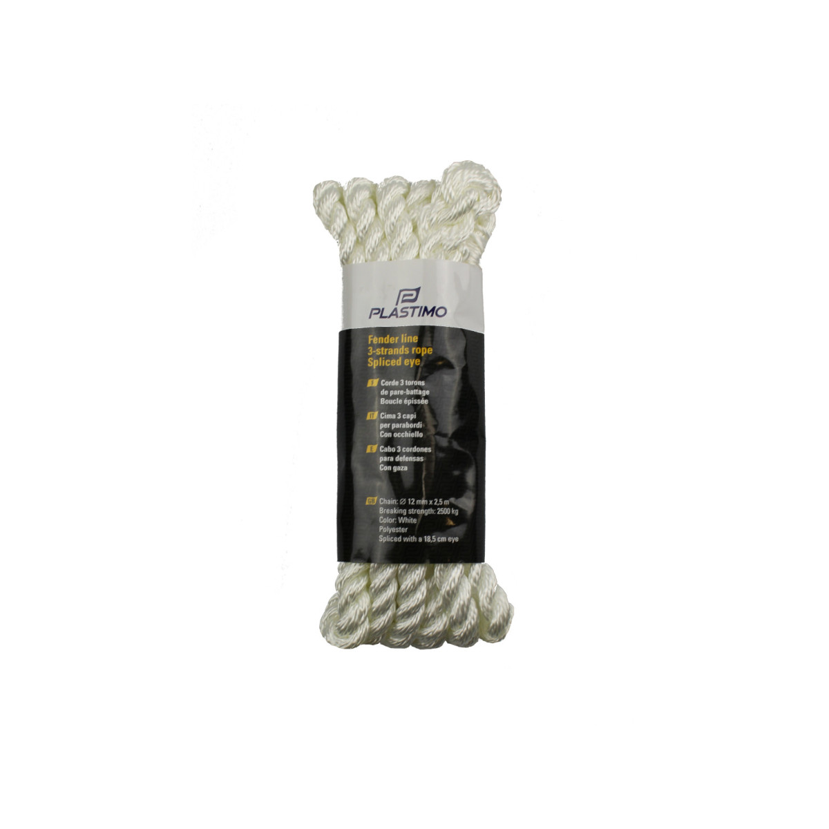 Plastimo Corda per parabordi con occhiello – bianca, 6mm, lunghezza 1,5m