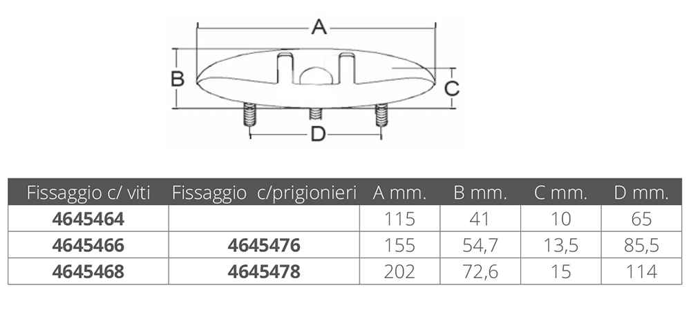 Marine Town Bitta Inox 316 Abbattibile Mm.115