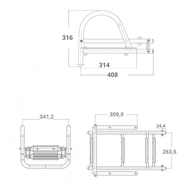 Scaletta inox ribaltabile 4 gradini