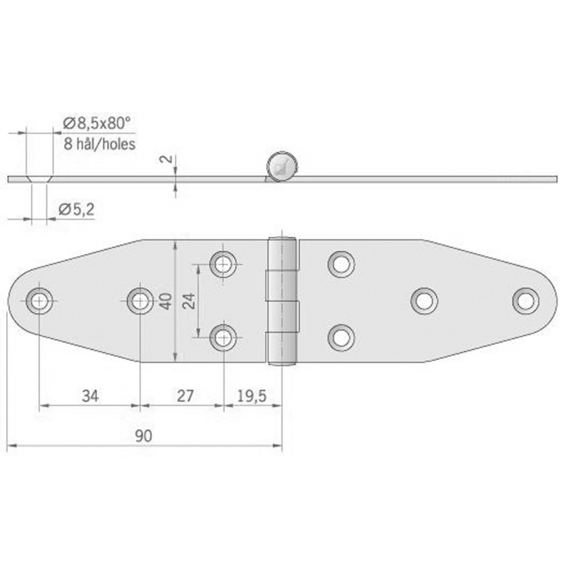 Roca Ab. Cerniera inox mm.180x40