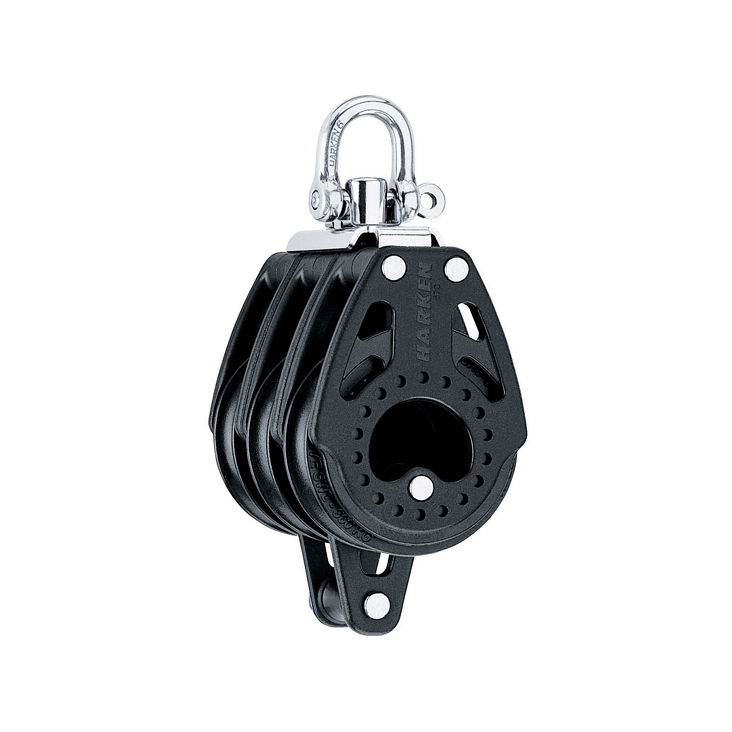Harken bozzello Carbo 57 mm - triplo con grillo girevole e arricavo