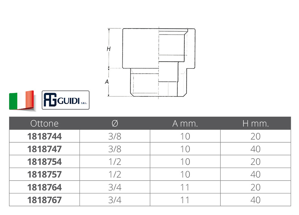 Guidi Rubinetteria Prolunga Mf 3/8 X 40
