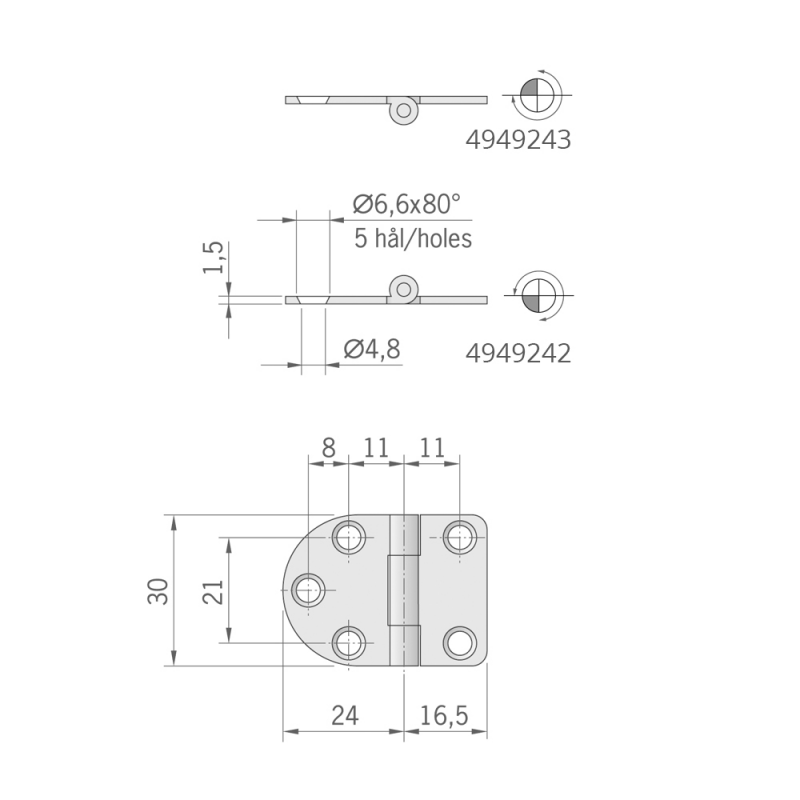 Roca Ab. Cerniera inox mm.40x30 standard