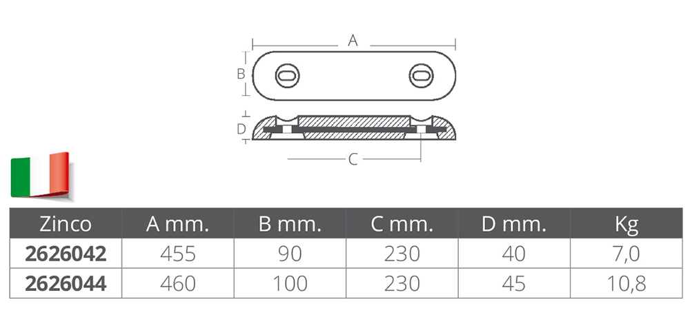 Tecnoseal Anodo Fair Line Mm.460x100x45h