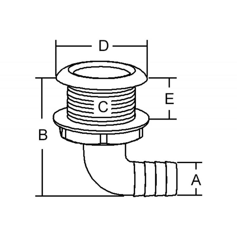 Marine Town Scarico pvc/inox curvo ø mm. 25