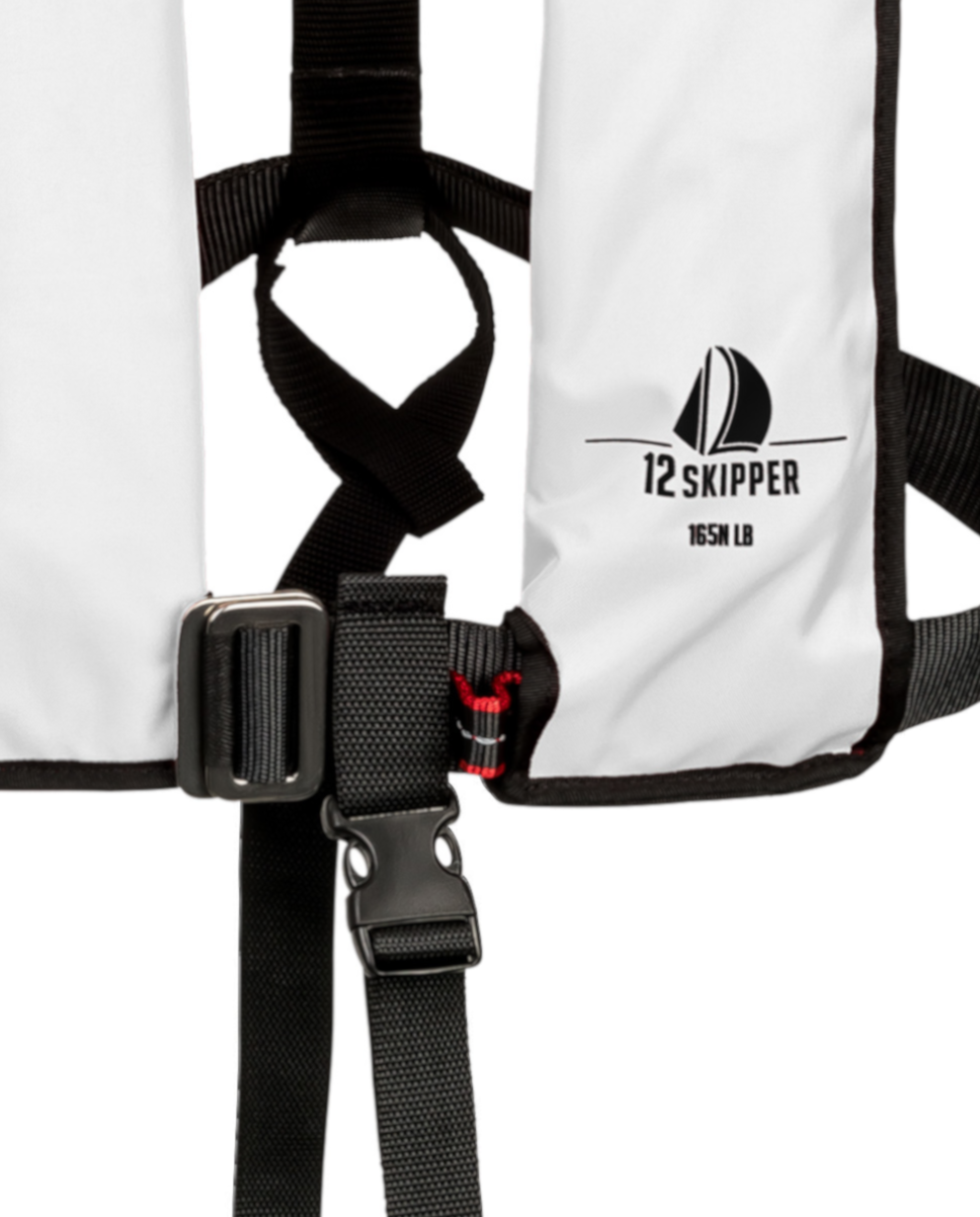 Set di 4 12skipper giubbotto di salvataggio automatico 165N ISO con imbragatura, bianco, incl. 4 kit di manutenzione