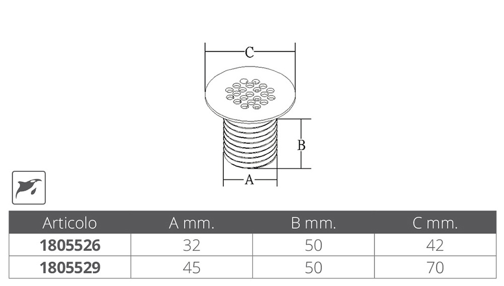 Marine Town Scarico Inox 316 Ø Mm.50x45