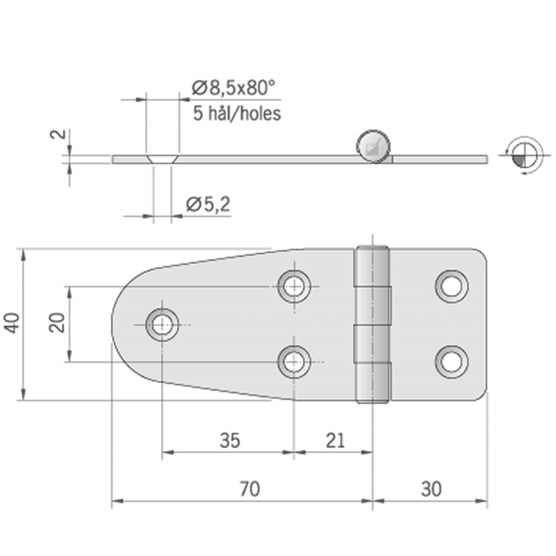 Roca Ab. Cerniera inox mm.100x40