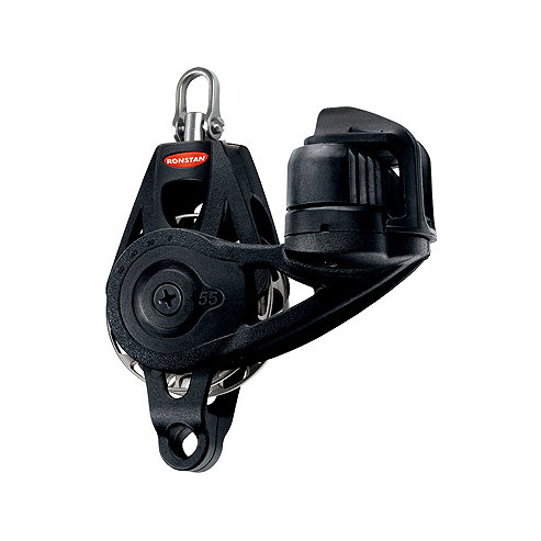 Ronstan bozzello Orbit serie 55 RT - singolo con grillo girevole, arricavo e strozzatore, automatico e manuale