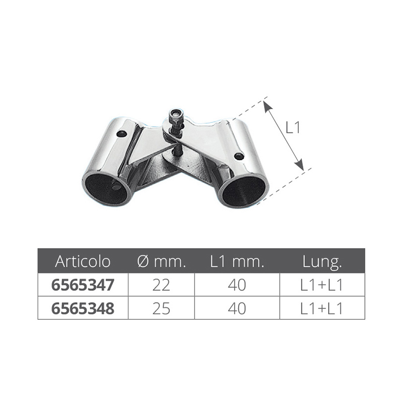 Cerniera inox ø mm.22 per archi