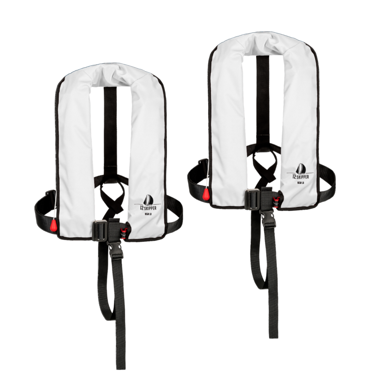 Set di 2 12skipper giubbotto di salvataggio automatico 165N ISO con imbragatura, bianco