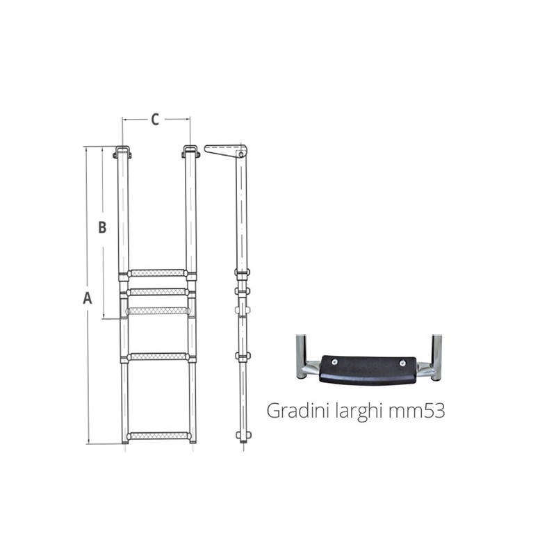Scaletta inox 316 telescopica 4gr.