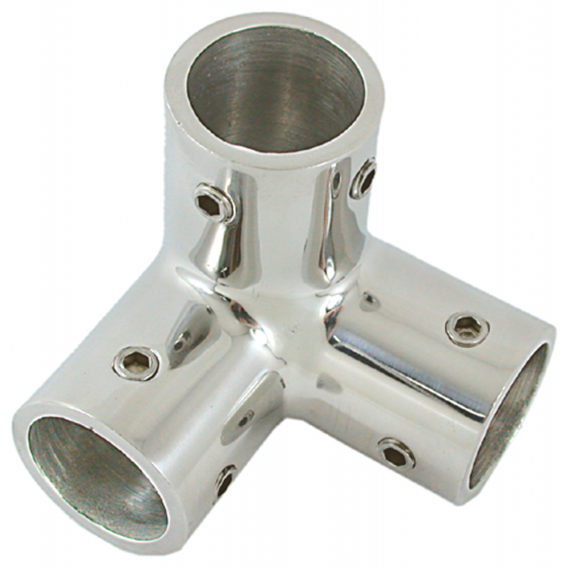 Angolare inox 3 vie 90° ø mm.22