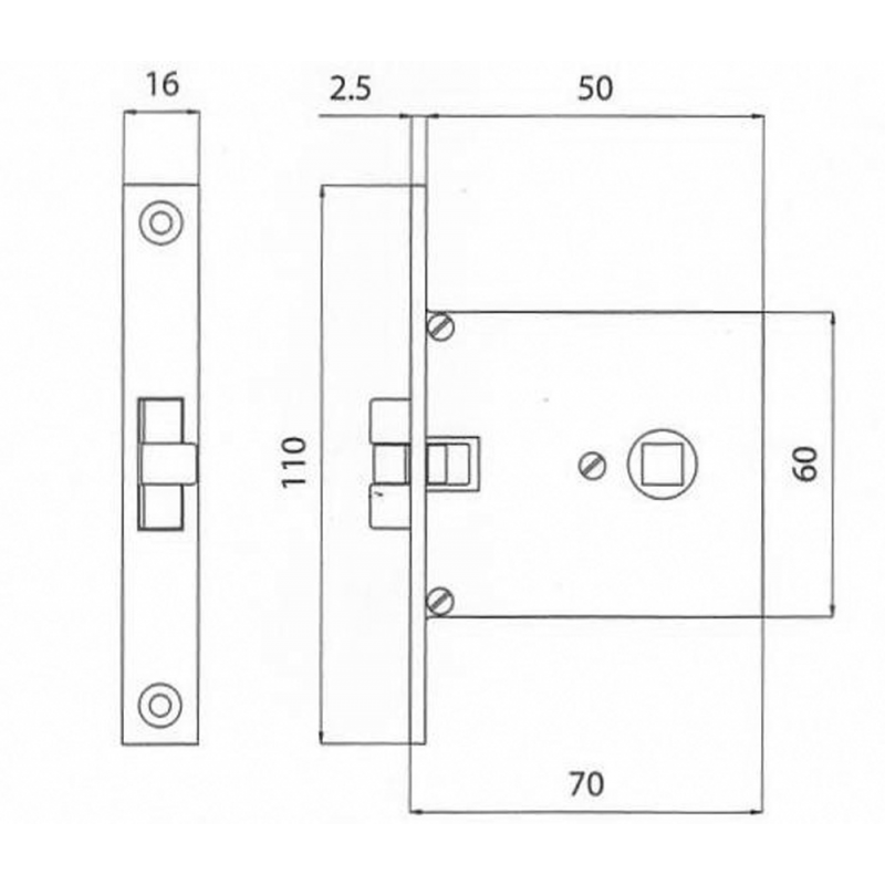 Olcese Ricci Serratura incasso mm.70x60 ot.crom.
