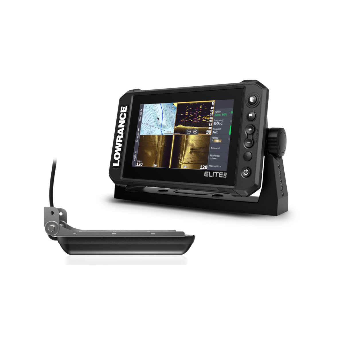 Lowrance Fishfinder Elite FS 9 Chartplotter da 9 pollici con trasduttore Active Imaging 3-in-1 e mappa base mondiale, touchscreen