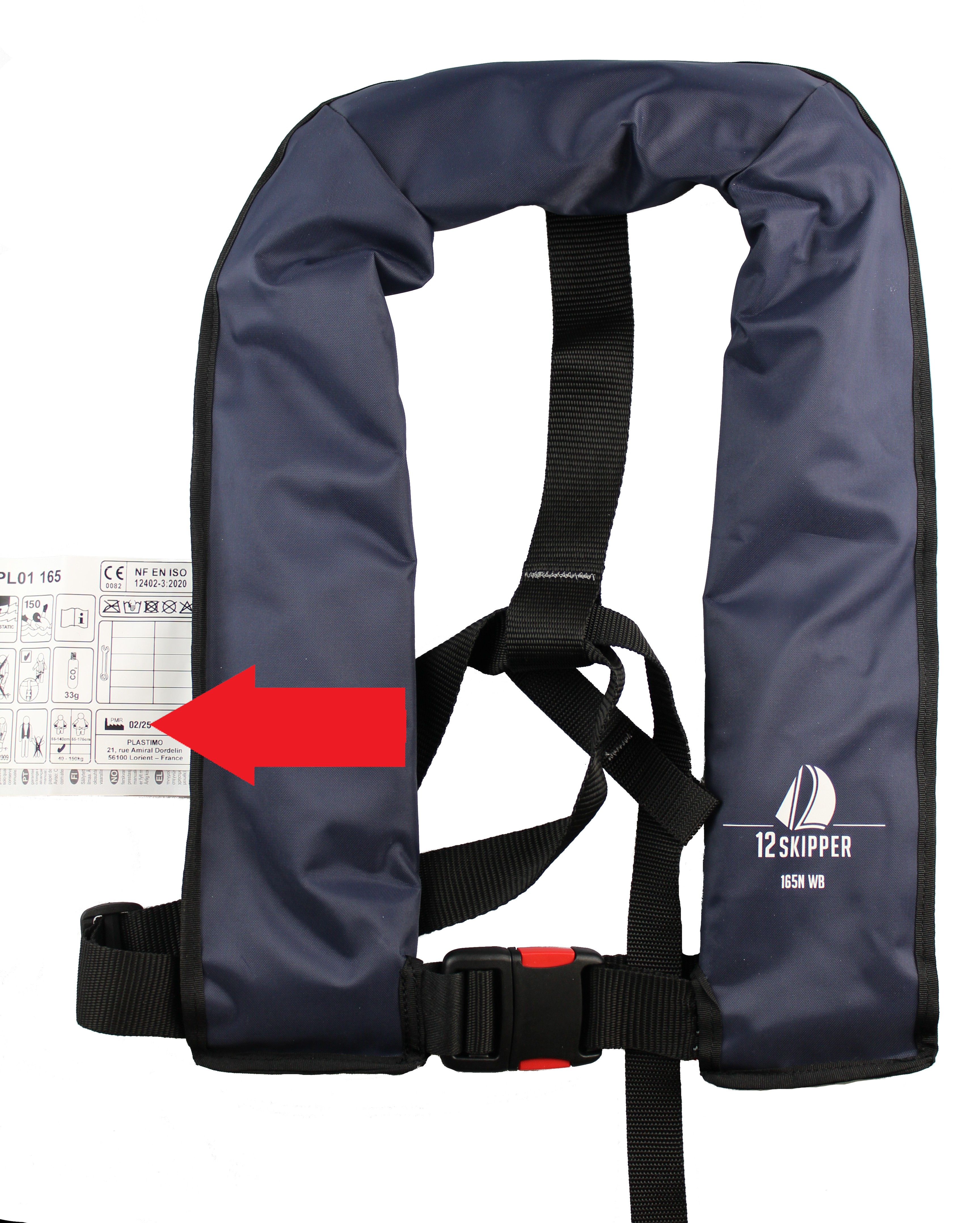 12skipper giubbotto di salvataggio automatico 165N ISO con imbragatura, blu navy