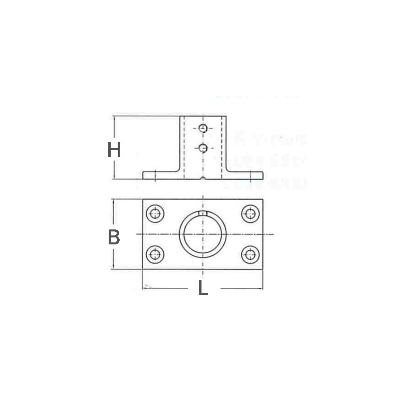 Base rett. Inox 90° ø mm.22