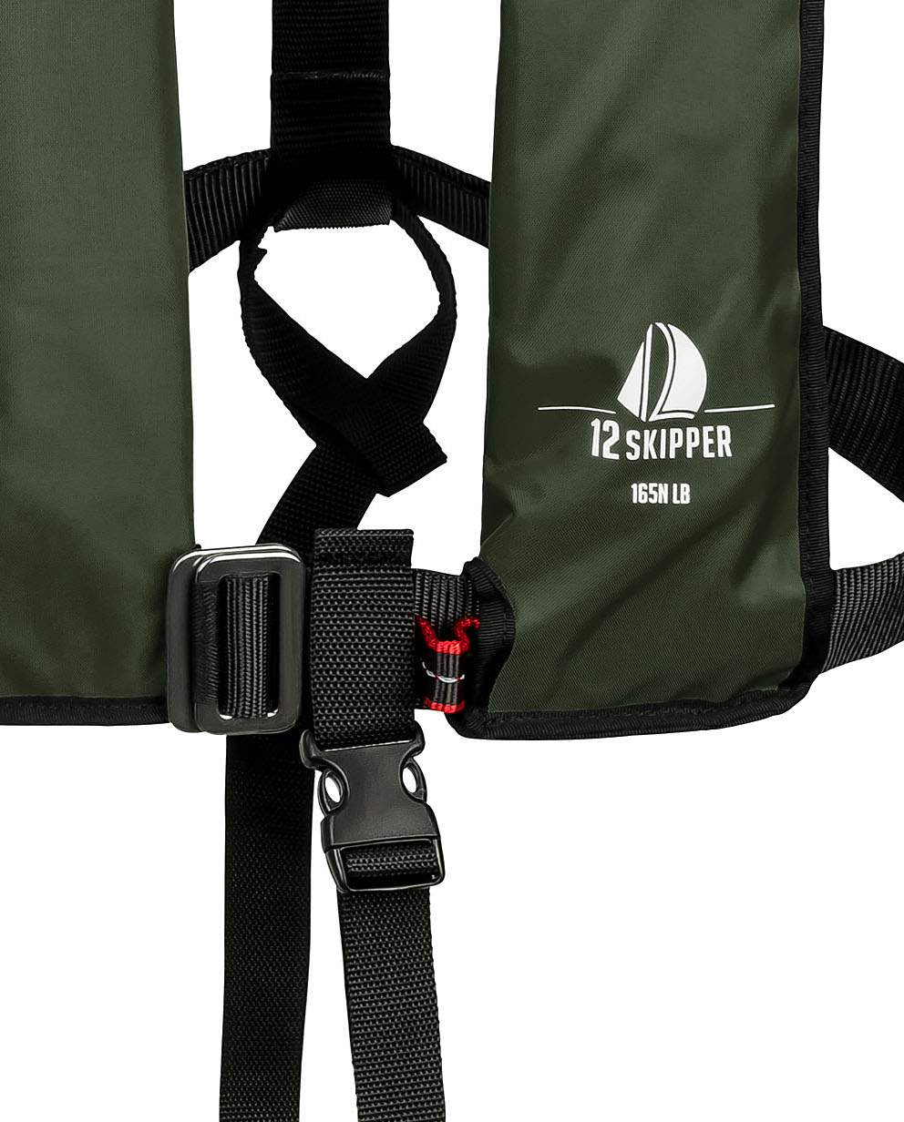 12skipper giubbotto di salvataggio automatico 165N ISO con imbragatura, verde oliva