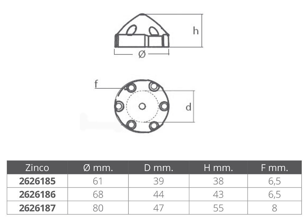 Tecnoseal Ogiva Max Prop Ø Mm.68 6fori