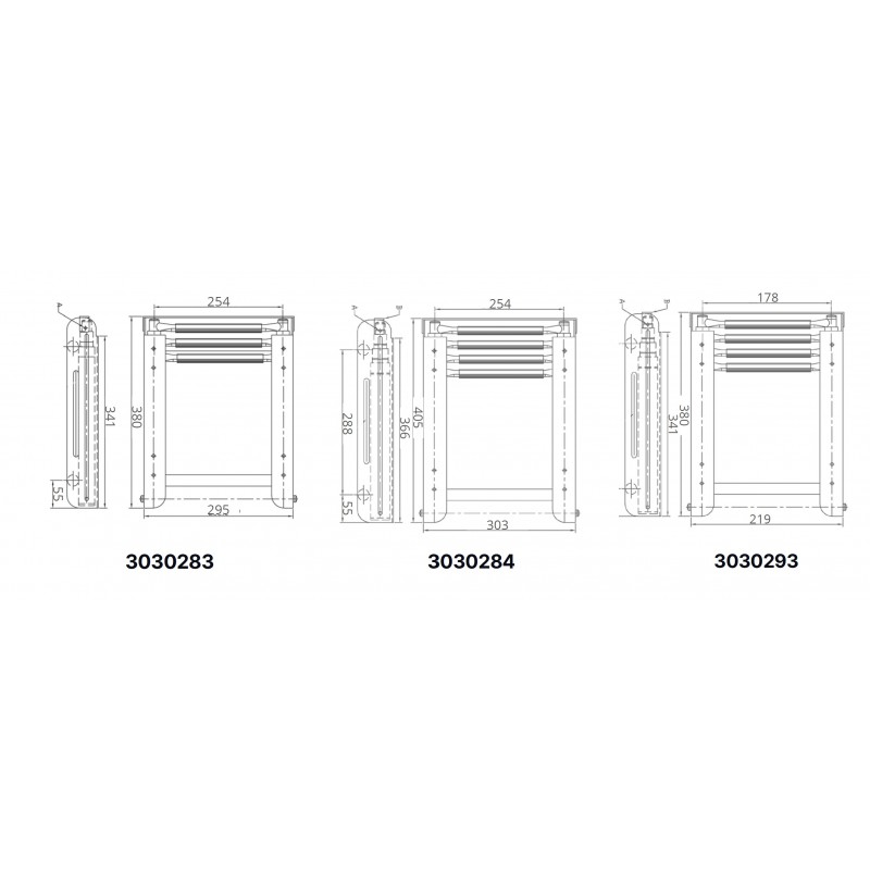 Scaletta inox a scomparsa mm370x178