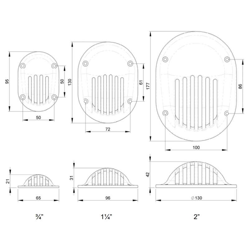 Trudesign Cuffia scarico a mare da 3/4"