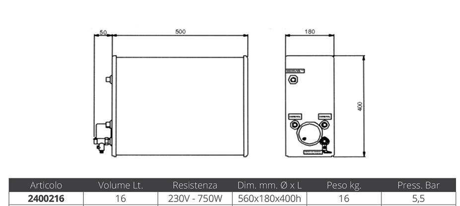 Indel Marine Boiler Inox Lt.16